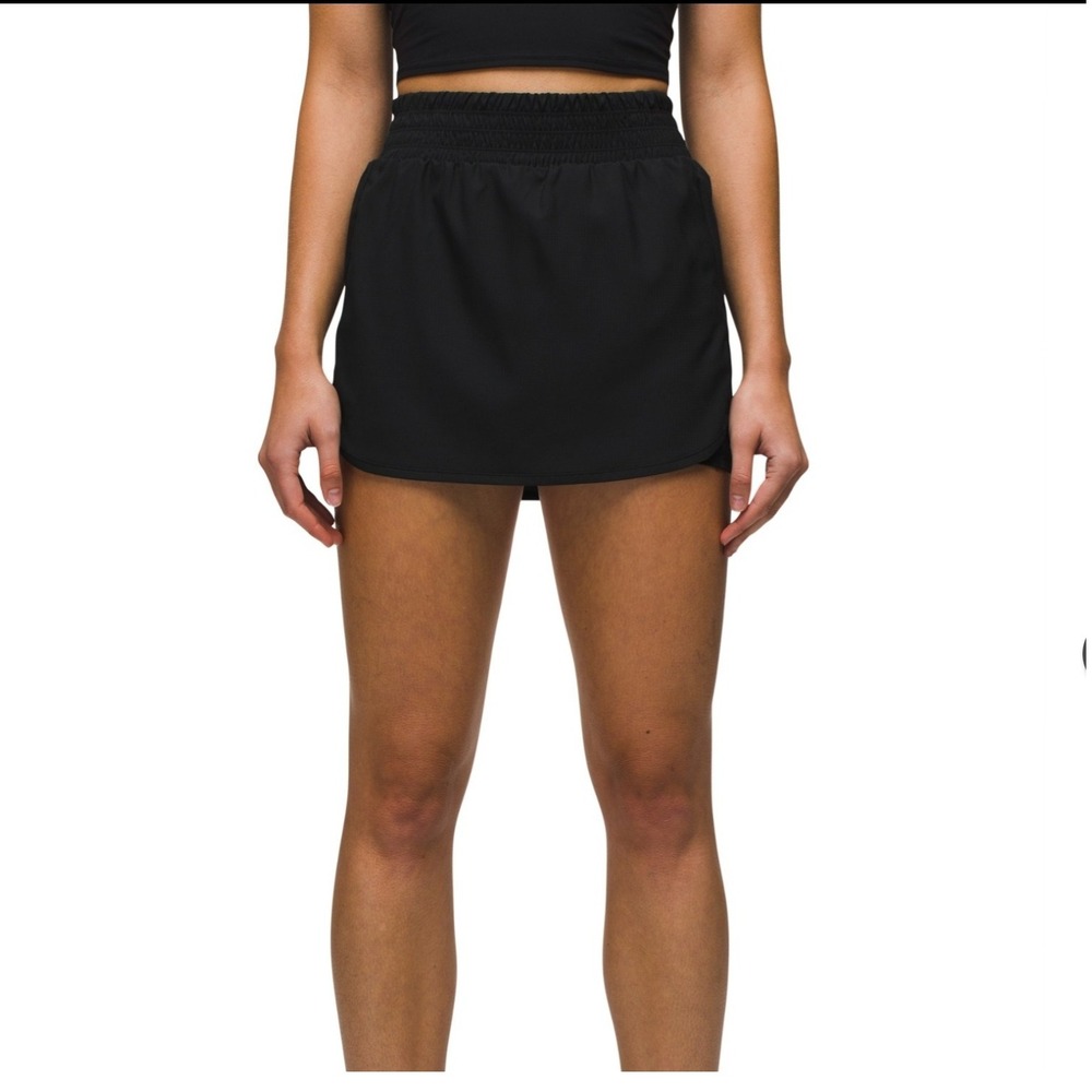 Prana Black Skort Peak to Pavement Running Shorts Womens Medium